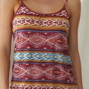 Wet Seal Vintage Aztec Print Tank Top Adjustable Spaghetti Straps Shirt XL